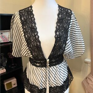 Ashley Lace Trim Blouse